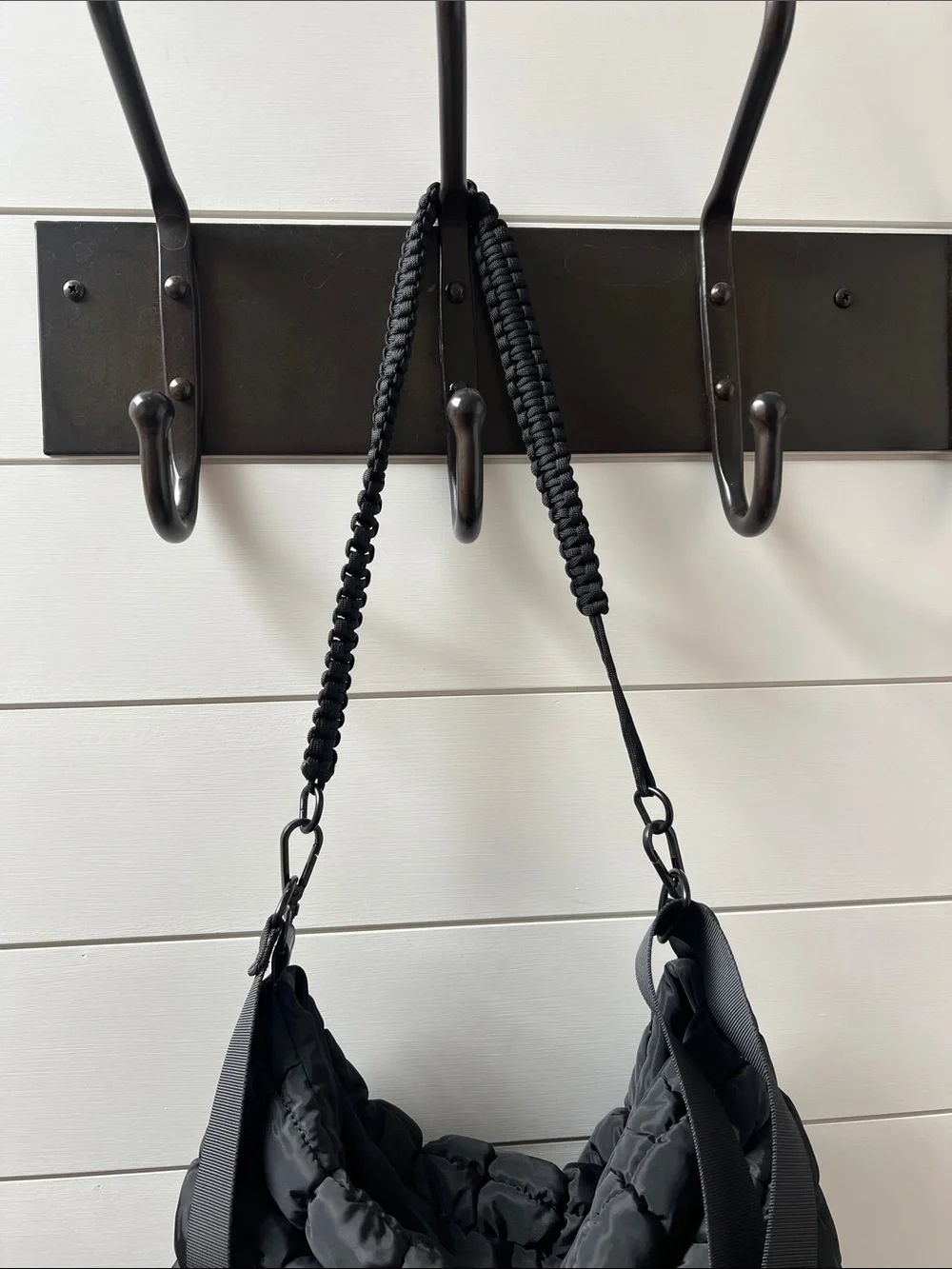 C&C California Quilted Black Shoulder Bag with Rope Detail